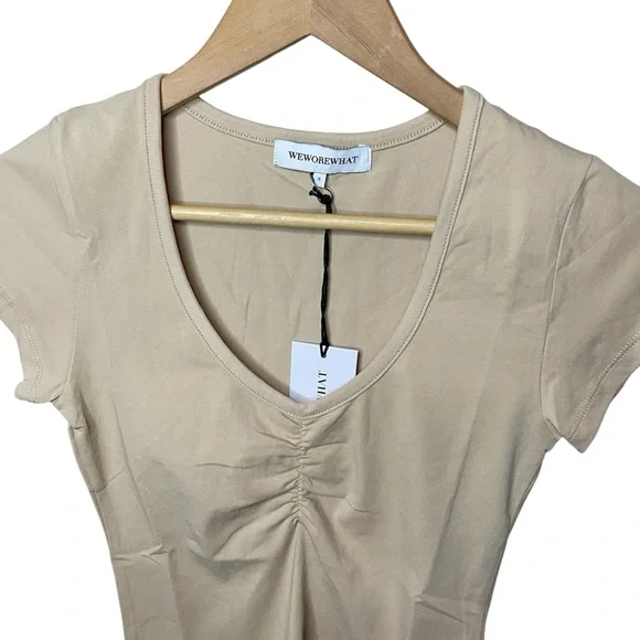 NWT WEWOREWHAT Cotton Ruched Tee - Picture 5 of 11